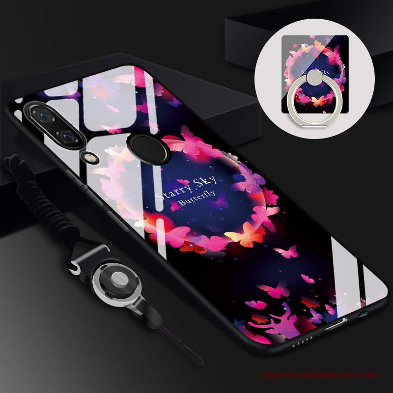 Custodia Huawei Y7 2019 Cartone Animato Telefono Vetro, Cover Huawei Y7 2019 Protezione Tempra Tendenza