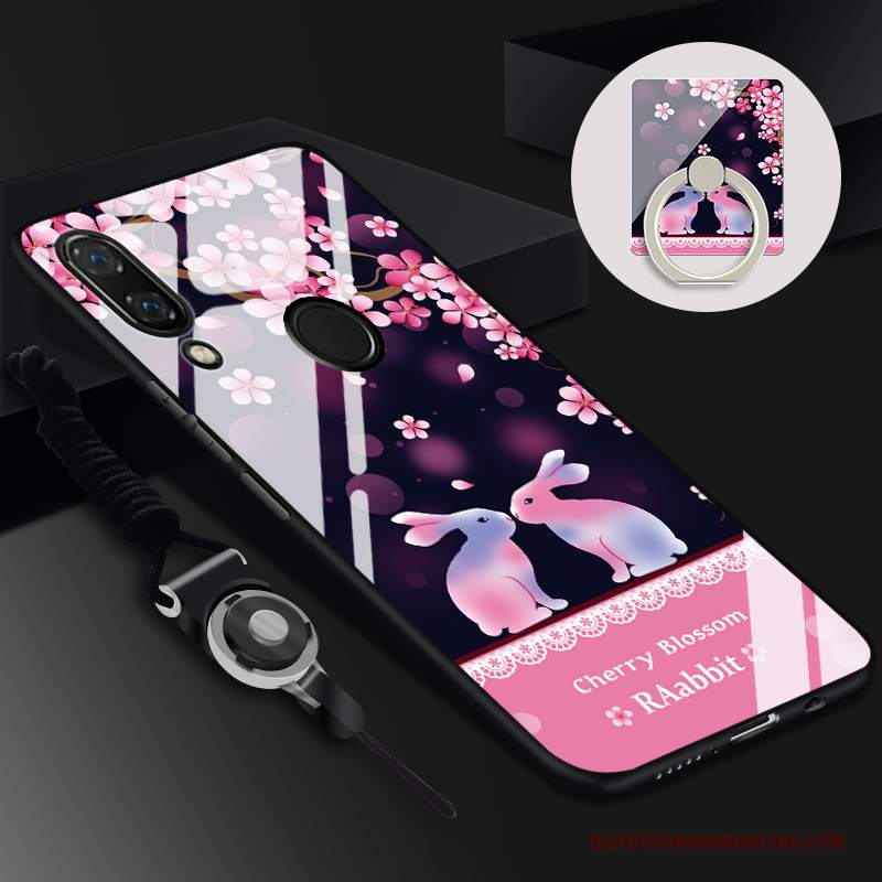 Custodia Huawei Y7 2019 Cartone Animato Telefono Vetro, Cover Huawei Y7 2019 Protezione Tempra Tendenza