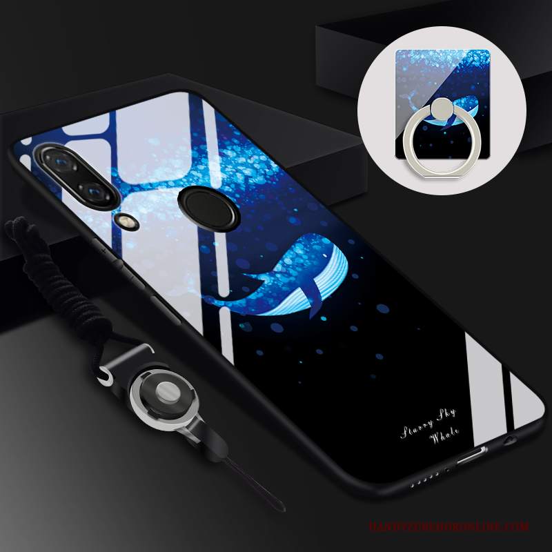 Custodia Huawei Y7 2019 Cartone Animato Telefono Vetro, Cover Huawei Y7 2019 Protezione Tempra Tendenza