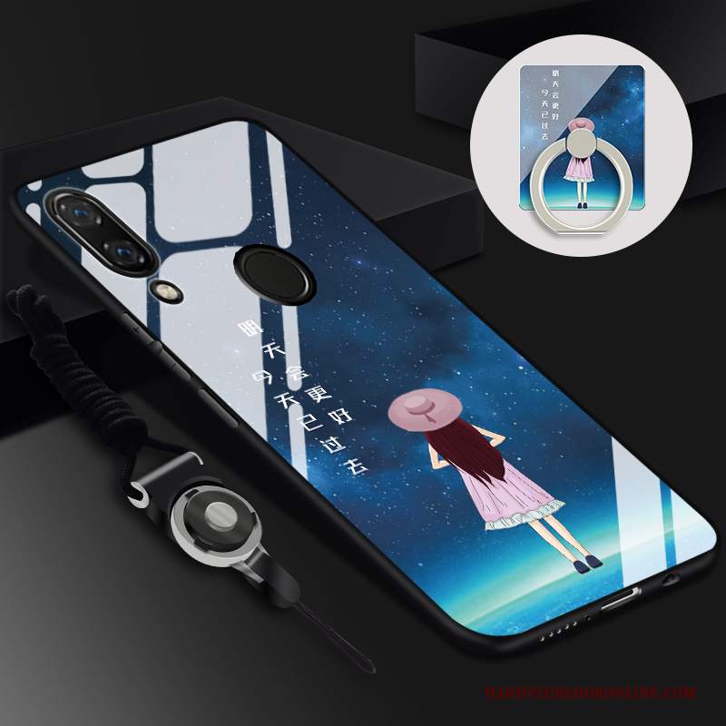 Custodia Huawei Y7 2019 Cartone Animato Telefono Vetro, Cover Huawei Y7 2019 Protezione Tempra Tendenza