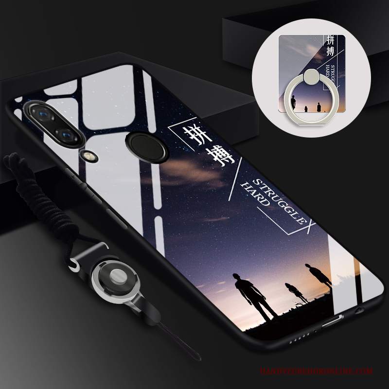 Custodia Huawei Y7 2019 Cartone Animato Telefono Vetro, Cover Huawei Y7 2019 Protezione Tempra Tendenza