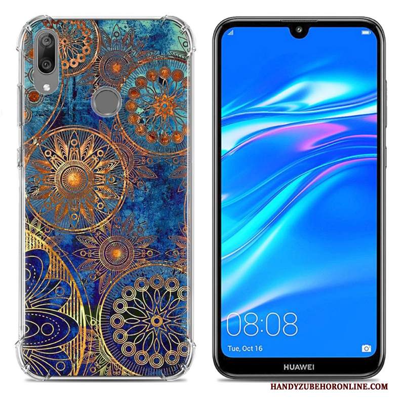 Custodia Huawei Y7 2019 Creativo Gasbag Tendenza, Cover Huawei Y7 2019 Silicone Morbido Blu