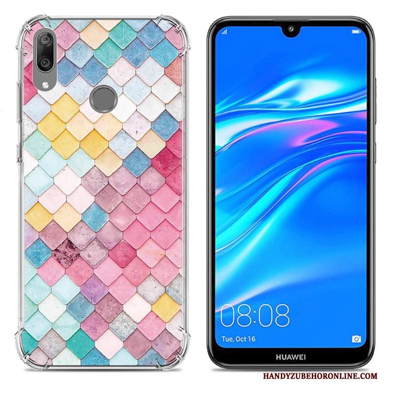 Custodia Huawei Y7 2019 Creativo Gasbag Tendenza, Cover Huawei Y7 2019 Silicone Morbido Blu