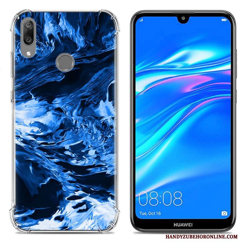 Custodia Huawei Y7 2019 Creativo Gasbag Tendenza, Cover Huawei Y7 2019 Silicone Morbido Blu