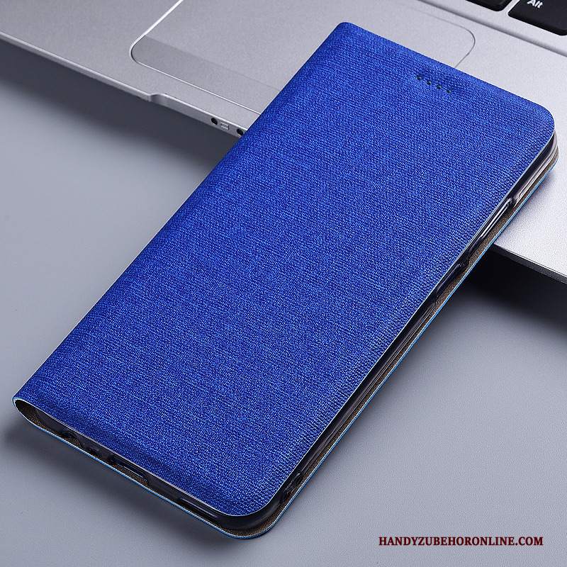 Custodia Huawei Y7 2019 Folio Grigiotelefono, Cover Huawei Y7 2019 Pelle Tutto Incluso Cotone E Lino