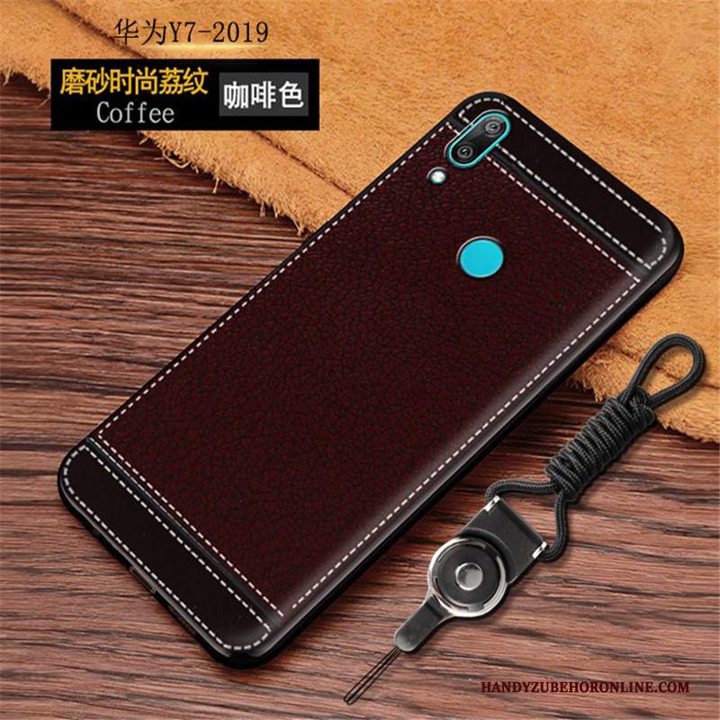 Custodia Huawei Y7 2019 Pelle Di Personalità Rosso, Cover Huawei Y7 2019 Protezione Telefono Borse