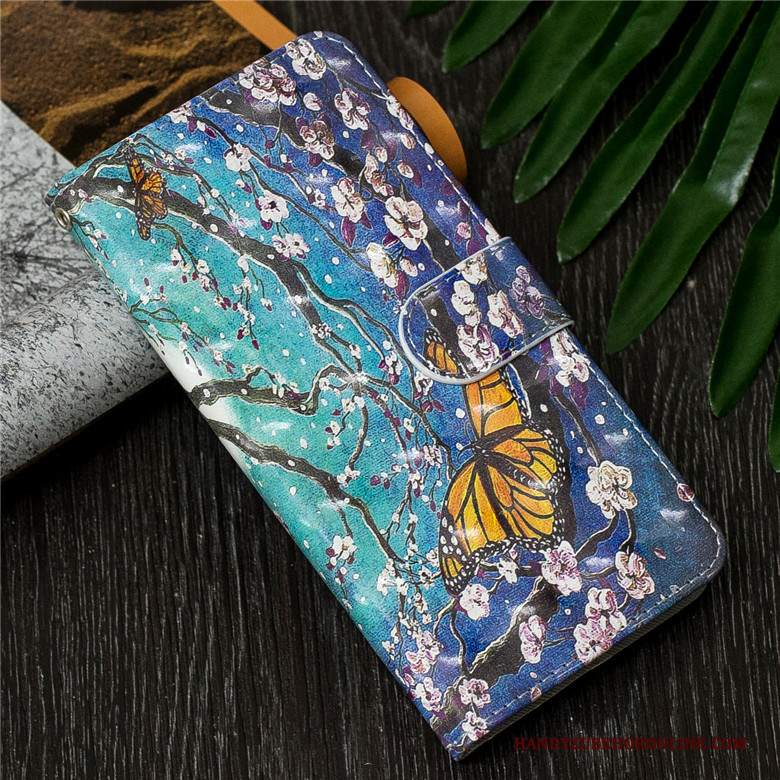 Custodia Huawei Y7 2019 Pelle Morbido Farfalla, Cover Huawei Y7 2019 Cartone Animato Telefono Anti-caduta