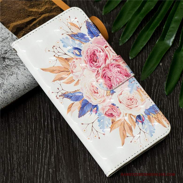 Custodia Huawei Y7 2019 Pelle Morbido Farfalla, Cover Huawei Y7 2019 Cartone Animato Telefono Anti-caduta