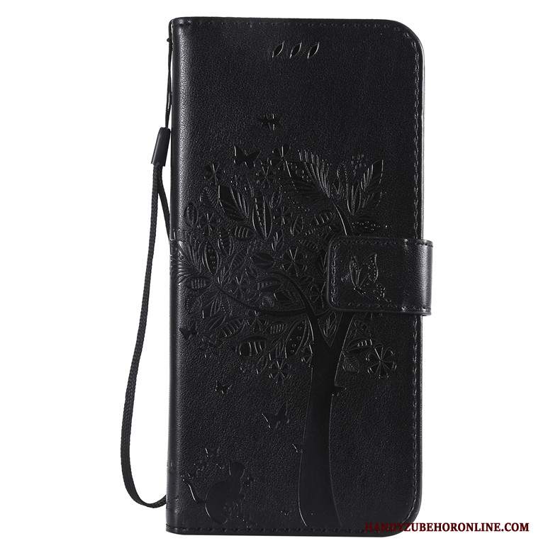 Custodia Huawei Y7 2019 Pelle Telefono Albero, Cover Huawei Y7 2019 Protezione Tutto Incluso Oro