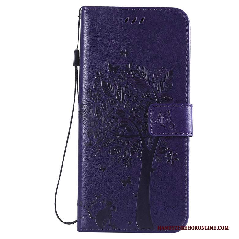 Custodia Huawei Y7 2019 Pelle Telefono Albero, Cover Huawei Y7 2019 Protezione Tutto Incluso Oro