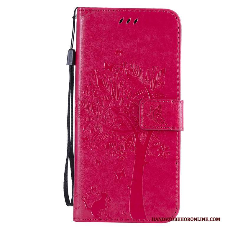 Custodia Huawei Y7 2019 Pelle Telefono Albero, Cover Huawei Y7 2019 Protezione Tutto Incluso Oro