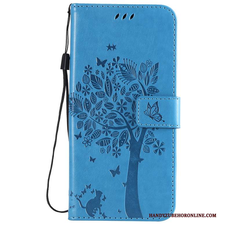 Custodia Huawei Y7 2019 Pelle Telefono Albero, Cover Huawei Y7 2019 Protezione Tutto Incluso Oro