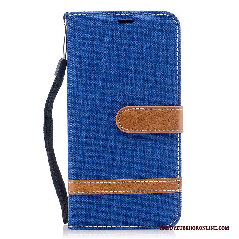 Custodia Huawei Y7 2019 Protezione Denim Ornamenti Appesi, Cover Huawei Y7 2019 Pelle Porpora Nuovo