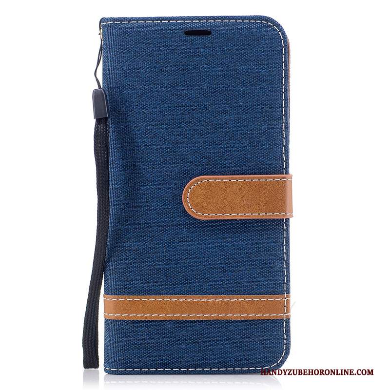 Custodia Huawei Y7 2019 Protezione Denim Ornamenti Appesi, Cover Huawei Y7 2019 Pelle Porpora Nuovo