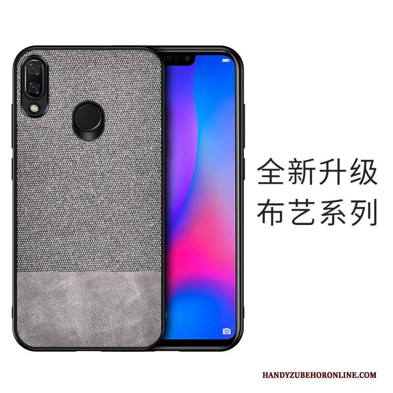 Custodia Huawei Y7 2019 Protezione Grigio Panno, Cover Huawei Y7 2019 Difficiletelefono