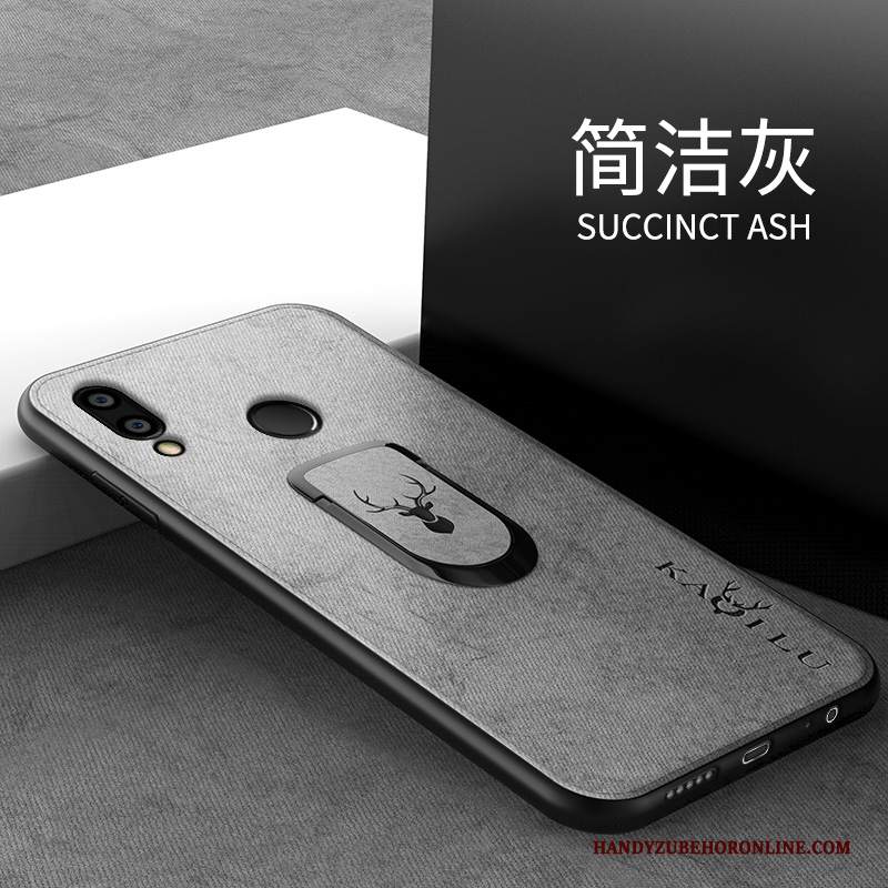 Custodia Huawei Y7 2019 Silicone Panno Morbido, Cover Huawei Y7 2019 Protezione Grigio Tutto Incluso