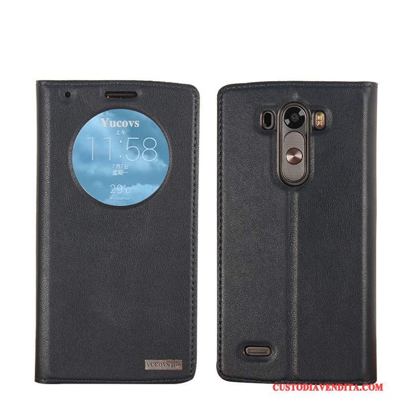 Custodia Lg G3 Pelle Dormienza Verde Scuro, Cover Lg G3 Protezione