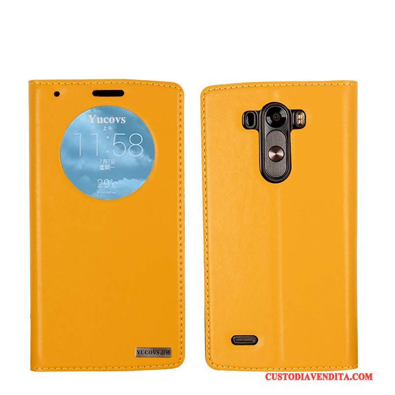 Custodia Lg G3 Pelle Dormienza Verde Scuro, Cover Lg G3 Protezione