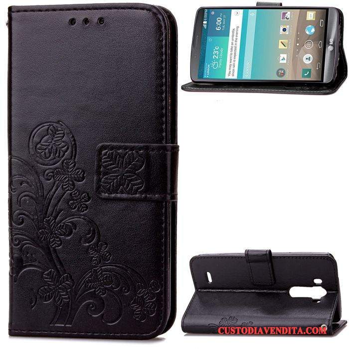 Custodia Lg G3 Pelle Telefono Felice, Cover Lg G3 Protezione Goffratura Blu