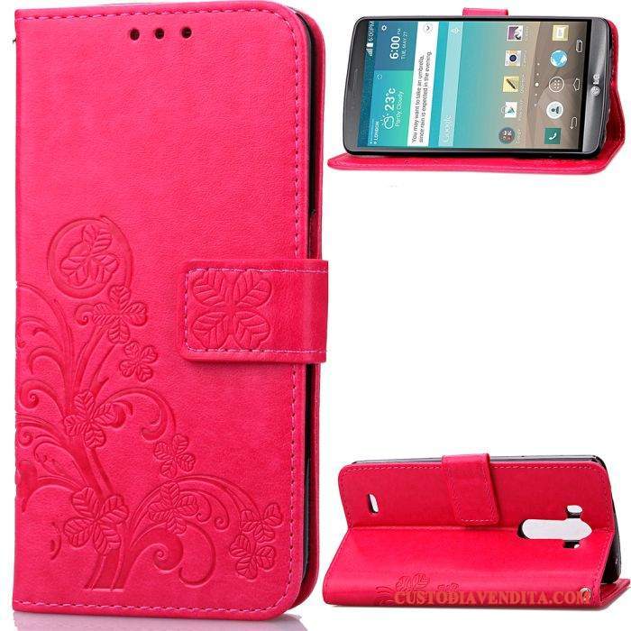 Custodia Lg G3 Pelle Telefono Felice, Cover Lg G3 Protezione Goffratura Blu