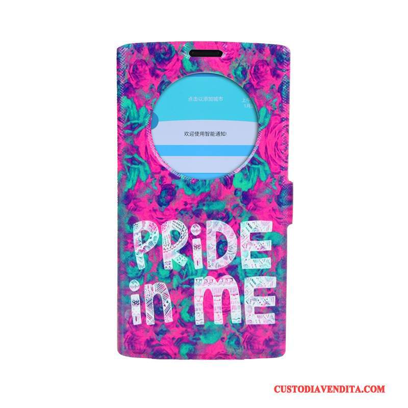 Custodia Lg G4 Cartone Animato Finestra Aperta Colore, Cover Lg G4 Folio Supporto Rosa