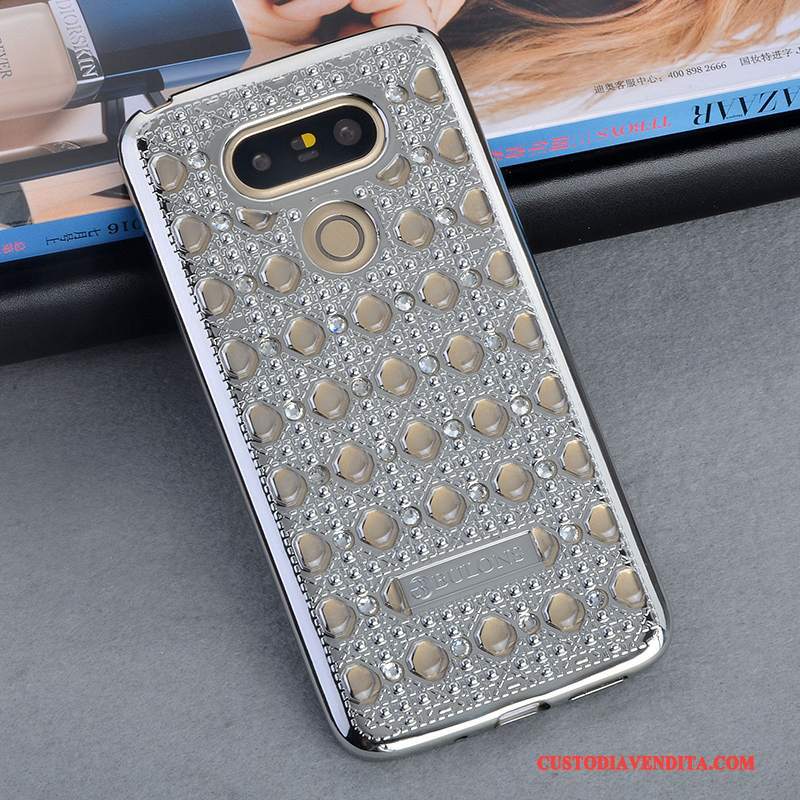 Custodia Lg G5 Strass Di Personalità Anti-caduta, Cover Lg G5 Silicone Ornamenti Appesi Argento