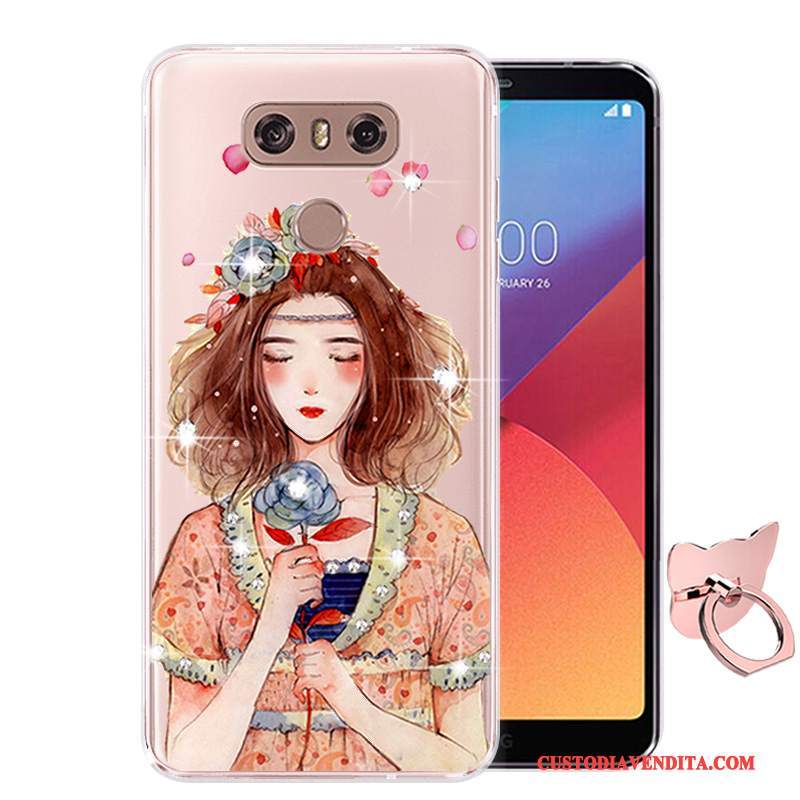 Custodia Lg G6 Colore Telefono Morbido, Cover Lg G6 Cartone Animato Rosa Anti-caduta