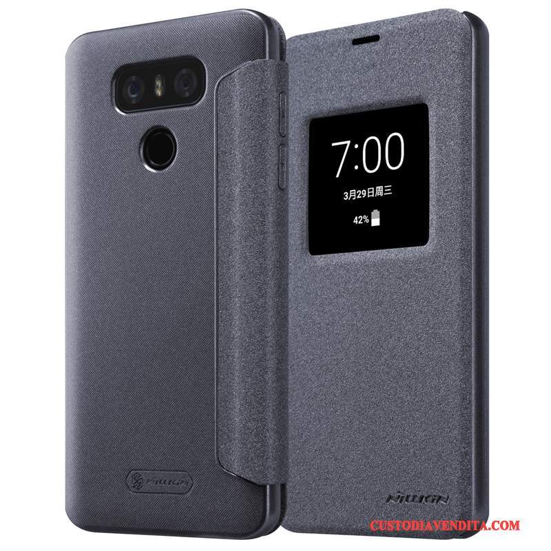 Custodia Lg G6 Folio Anti-caduta Bianco, Cover Lg G6 Pelle Oro Dormienza