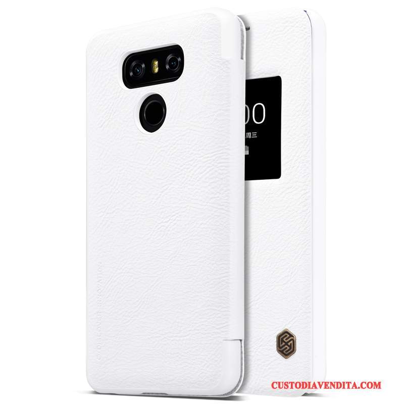 Custodia Lg G6 Pelle Bianco Anti-caduta, Cover Lg G6 Folio Orotelefono