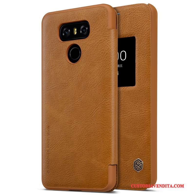 Custodia Lg G6 Pelle Bianco Anti-caduta, Cover Lg G6 Folio Orotelefono