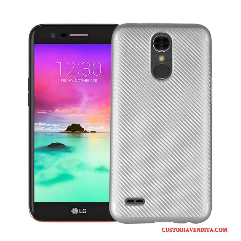 Custodia Lg K10 2017 Protezione Telefono Morbido, Cover Lg K10 2017 Argento Fibra