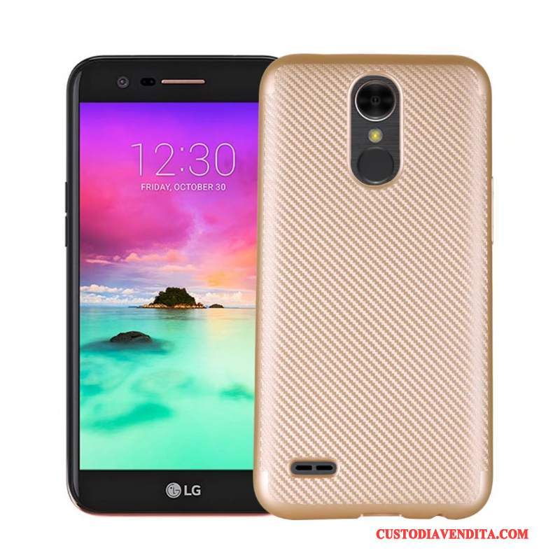 Custodia Lg K10 2017 Protezione Telefono Morbido, Cover Lg K10 2017 Argento Fibra