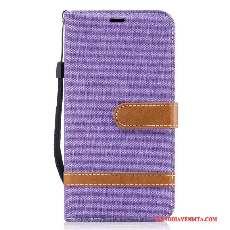 Custodia Lg K10 Portafoglio Porpora Nuovo, Cover Lg K10 Folio Tendenza Denim