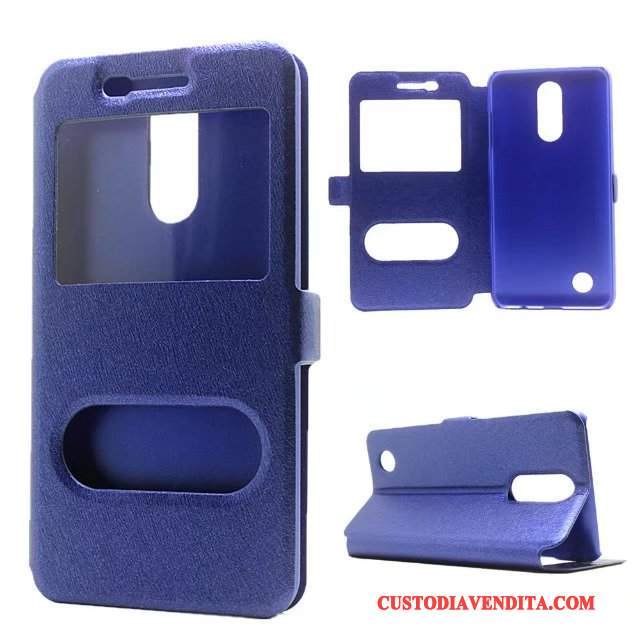 Custodia Lg K4 2017 Pelle Anti-caduta Blu, Cover Lg K4 2017 Protezione Telefono