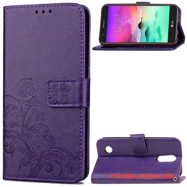 Custodia Lg K4 2017 Protezione Ornamenti Appesi Anti-caduta, Cover Lg K4 2017 Folio Blu Tendenza