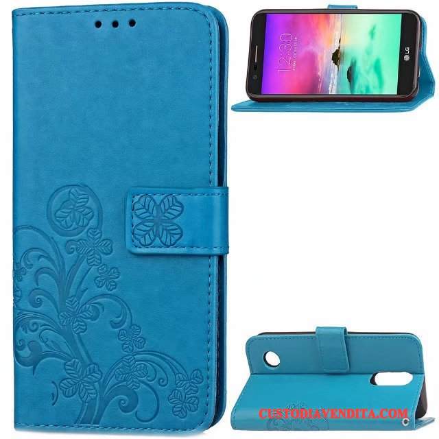 Custodia Lg K4 2017 Protezione Ornamenti Appesi Anti-caduta, Cover Lg K4 2017 Folio Blu Tendenza