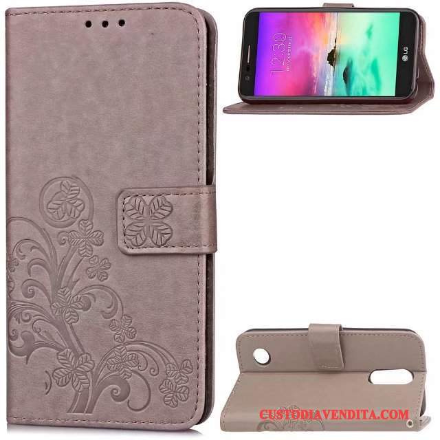 Custodia Lg K4 2017 Protezione Ornamenti Appesi Anti-caduta, Cover Lg K4 2017 Folio Blu Tendenza