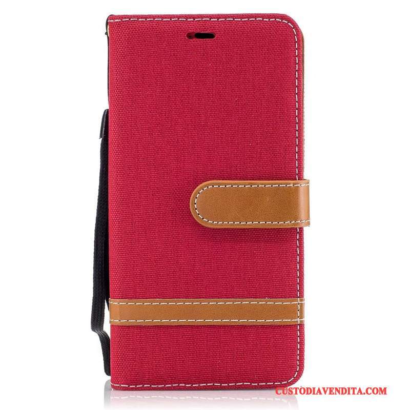 Custodia Lg K8 2017 Protezione Rosso Denim, Cover Lg K8 2017 Portafoglio