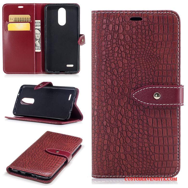 Custodia Lg K8 2017 Silicone Morbido Supporto, Cover Lg K8 2017 Pelle Vino Rosso Anti-caduta