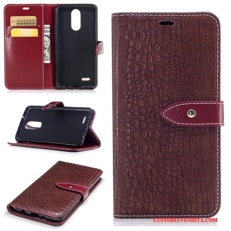 Custodia Lg K8 2017 Silicone Morbido Supporto, Cover Lg K8 2017 Pelle Vino Rosso Anti-caduta