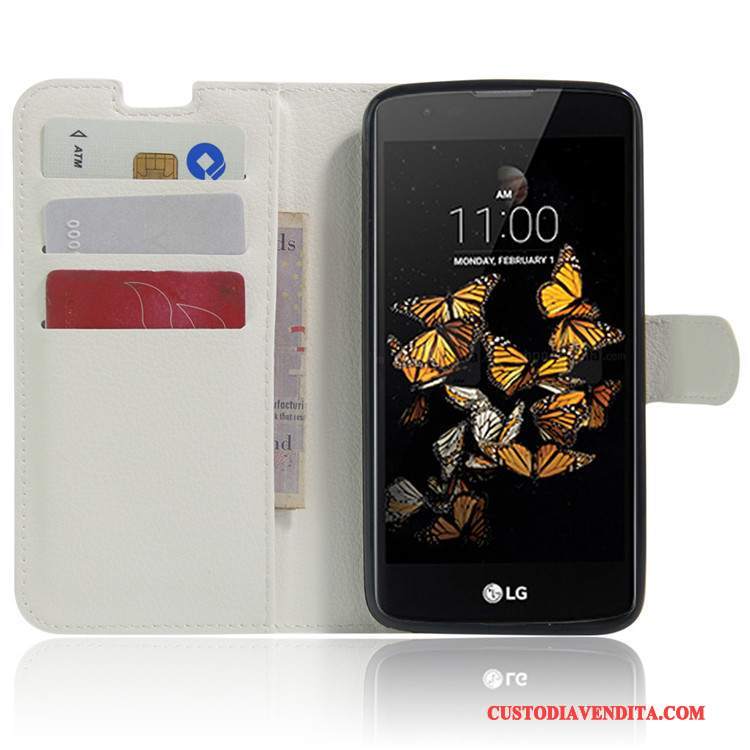 Custodia Lg K8 Protezione Carta Bianco, Cover Lg K8 Pelle Supportotelefono