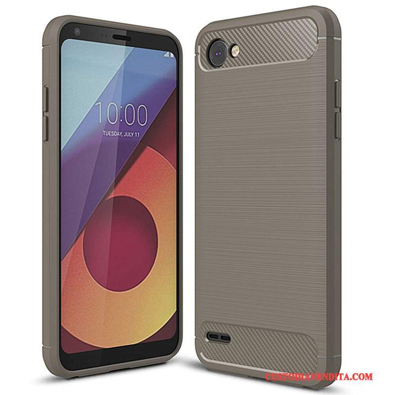 Custodia Lg Q6 Silicone Fibra Morbido, Cover Lg Q6 Protezione Grigio Tutto Incluso