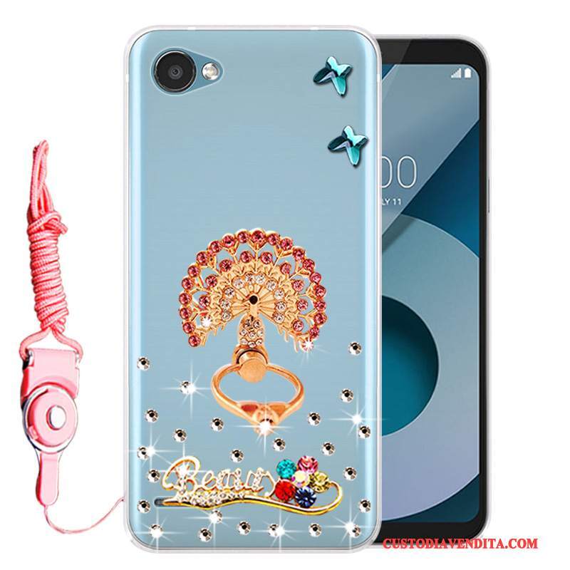 Custodia Lg Q6 Strass Morbido Blu, Cover Lg Q6 Protezione Telefono