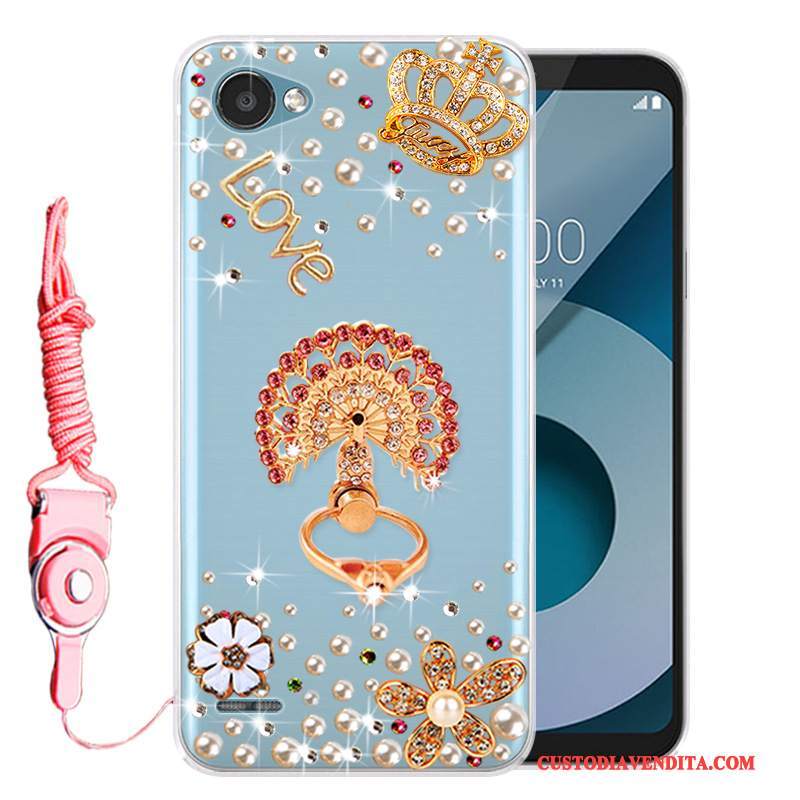 Custodia Lg Q6 Strass Morbido Blu, Cover Lg Q6 Protezione Telefono