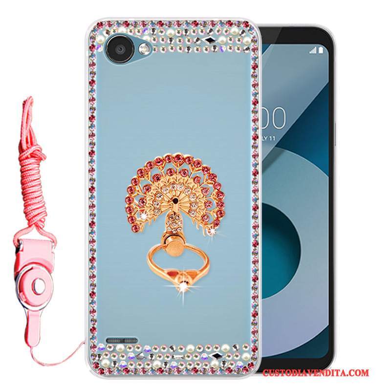 Custodia Lg Q6 Strass Morbido Blu, Cover Lg Q6 Protezione Telefono