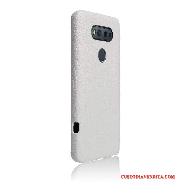 Custodia Lg V20 Pelle Telefono Bianco, Cover Lg V20 Protezione Leggere Modello Coccodrillo