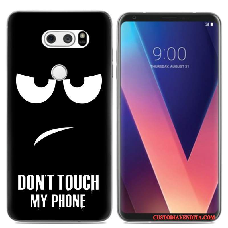 Custodia Lg V30 Cartone Animato Pittura Ad Olio Pu, Cover Lg V30 Silicone Piccola Morbido