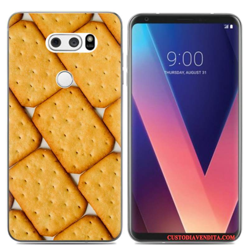 Custodia Lg V30 Cartone Animato Pittura Ad Olio Pu, Cover Lg V30 Silicone Piccola Morbido