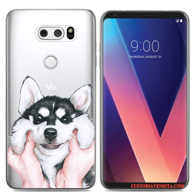 Custodia Lg V30 Cartone Animato Pittura Ad Olio Pu, Cover Lg V30 Silicone Piccola Morbido