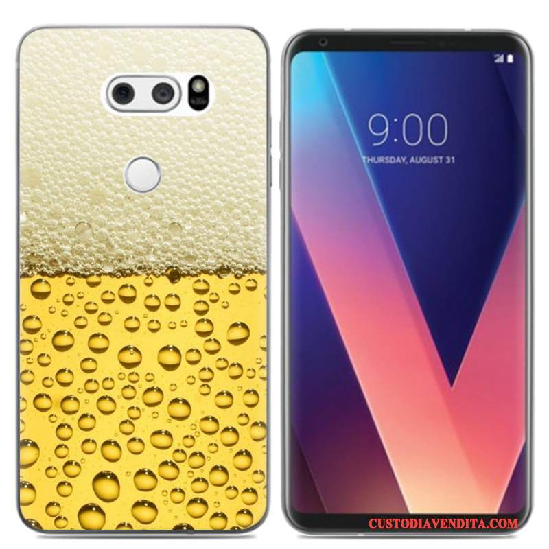 Custodia Lg V30 Cartone Animato Pittura Ad Olio Pu, Cover Lg V30 Silicone Piccola Morbido